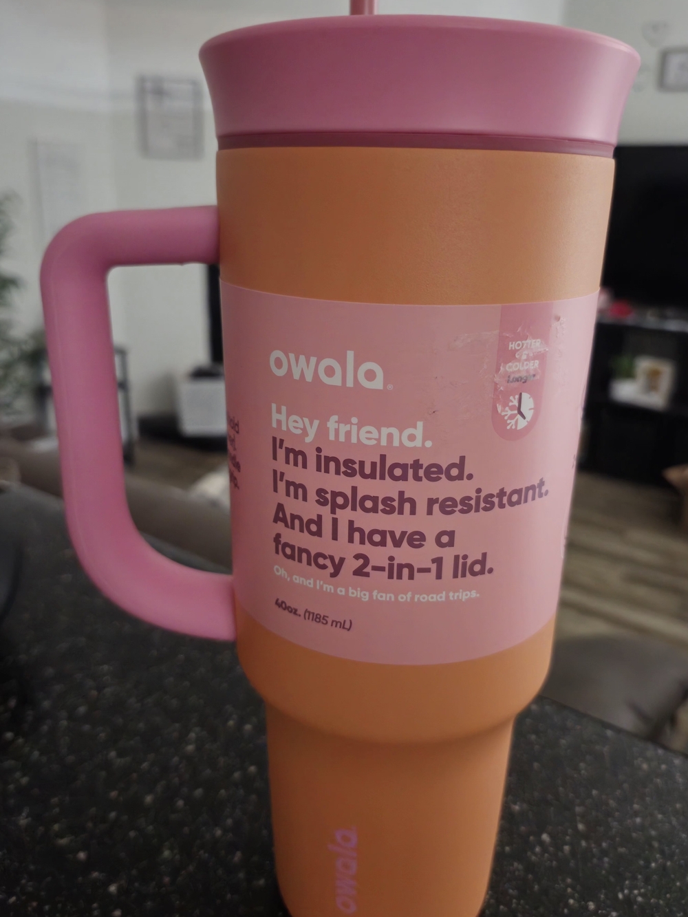 Owala Insulated Travel Mug - Pink and Orange- 40 Oz